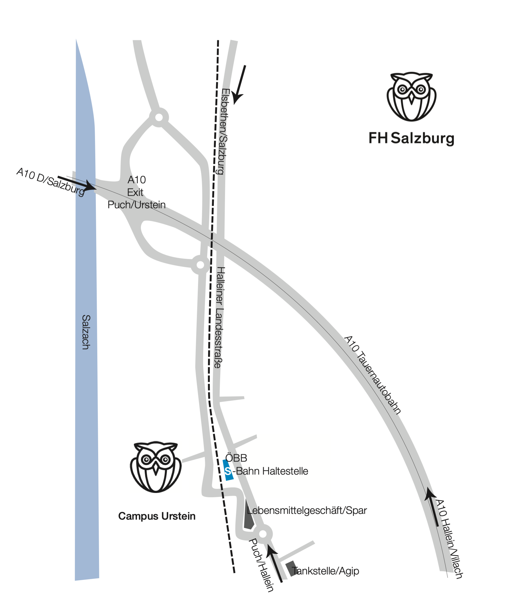 Anfahrt zur FH Salzburg